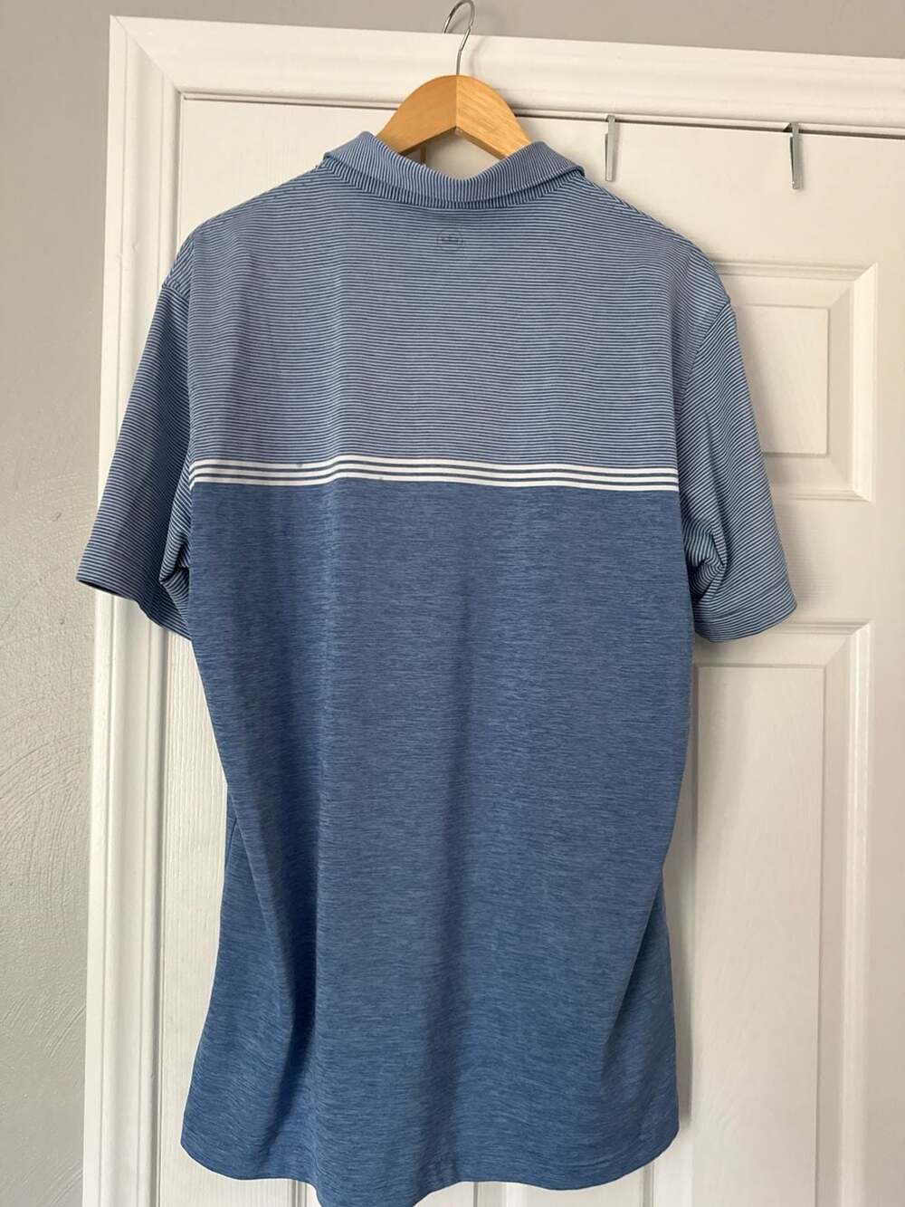 Peter Millar Crown Crafted Performance Polo Blue Striped Texture Shirt - Picture 6 of 8